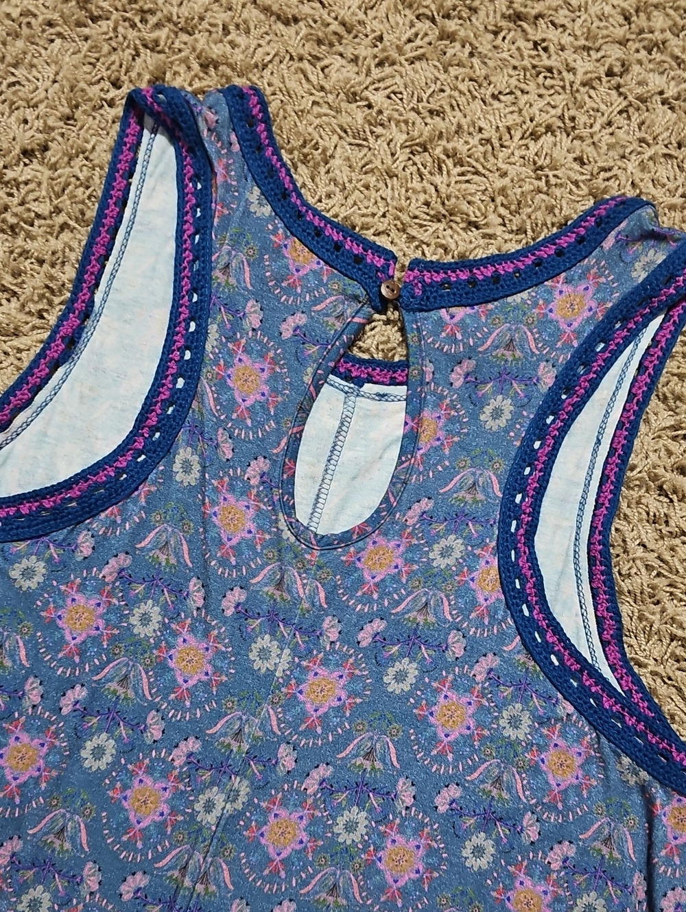 Natural Life Jumpsuit Wideleg Sleeveless Blue Floral Large Oversozed Boho - Picture 8 of 9